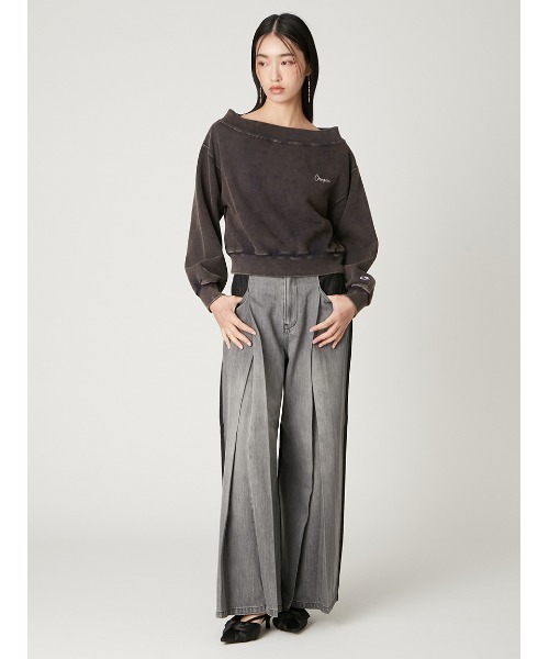 FRAY I.D（フレイアイディー）の「【Champion】オフショルスウェット（スウェット・レディース・チャコールグレー/ブルー/オレンジ・F）」の16枚目の写真