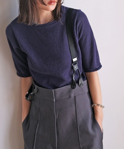 AKTE(アクテ)の「スラブヤーンニットプルオーバー(ニット/セーター・レディース・ベージュ/ネイビー・FREE)」の2枚目の写真