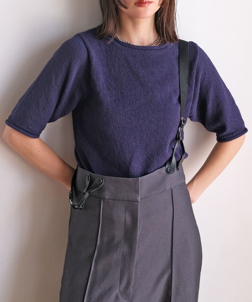 AKTE(アクテ)の「スラブヤーンニットプルオーバー(ニット/セーター・レディース・ベージュ/ネイビー・FREE)」の15枚目の写真