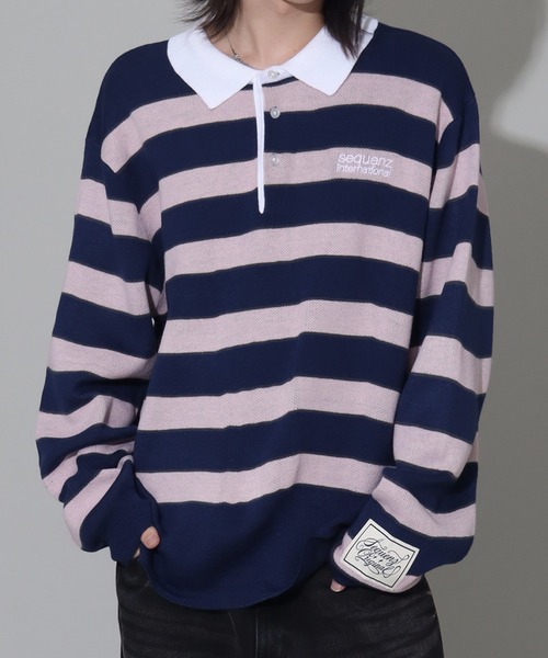 SEQUENZ（シークエンズ）の「【SEQUENZ/シークエンズ】BORDER RUGBY KNIT（ニット/セーター・メンズ・ライトブルー/ネイビー/チャコールグレー・L/M/S）」の3枚目の写真