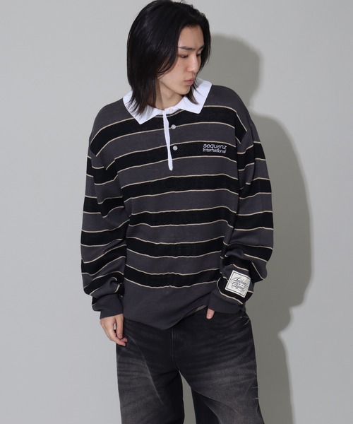 SEQUENZ（シークエンズ）の「【SEQUENZ/シークエンズ】BORDER RUGBY KNIT（ニット/セーター・メンズ・ライトブルー/ネイビー/チャコールグレー・L/M/S）」の12枚目の写真