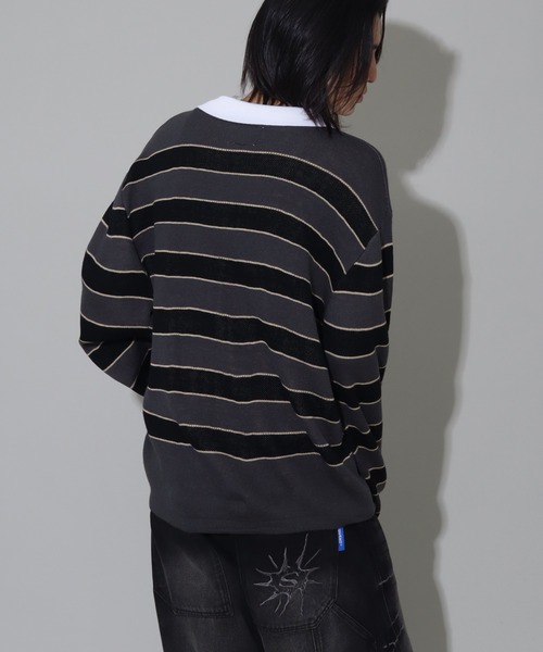 SEQUENZ（シークエンズ）の「【SEQUENZ/シークエンズ】BORDER RUGBY KNIT（ニット/セーター・メンズ・ライトブルー/ネイビー/チャコールグレー・L/M/S）」の15枚目の写真