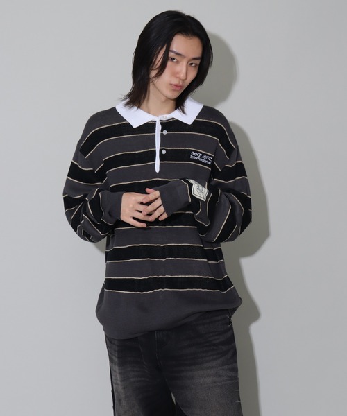 SEQUENZ（シークエンズ）の「【SEQUENZ/シークエンズ】BORDER RUGBY KNIT（ニット/セーター・メンズ・ライトブルー/ネイビー/チャコールグレー・L/M/S）」の14枚目の写真