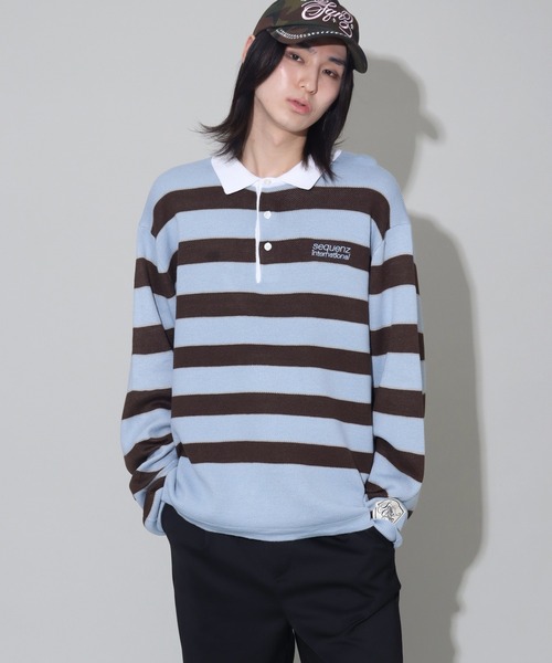 SEQUENZ（シークエンズ）の「【SEQUENZ/シークエンズ】BORDER RUGBY KNIT（ニット/セーター・メンズ・ライトブルー/ネイビー/チャコールグレー・L/M/S）」の21枚目の写真