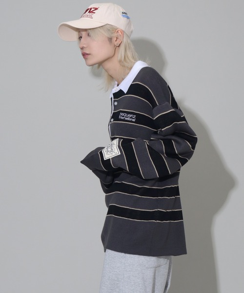 SEQUENZ（シークエンズ）の「【SEQUENZ/シークエンズ】BORDER RUGBY KNIT（ニット/セーター・メンズ・ライトブルー/ネイビー/チャコールグレー・L/M/S）」の6枚目の写真