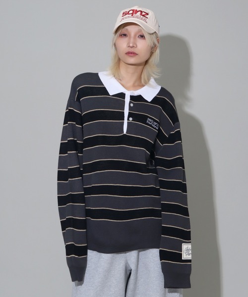 SEQUENZ（シークエンズ）の「【SEQUENZ/シークエンズ】BORDER RUGBY KNIT（ニット/セーター・メンズ・ライトブルー/ネイビー/チャコールグレー・L/M/S）」の5枚目の写真