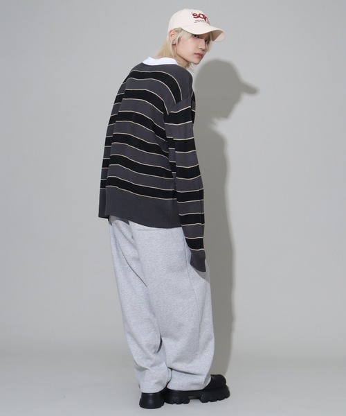 SEQUENZ（シークエンズ）の「【SEQUENZ/シークエンズ】BORDER RUGBY KNIT（ニット/セーター・メンズ・ライトブルー/ネイビー/チャコールグレー・L/M/S）」の9枚目の写真