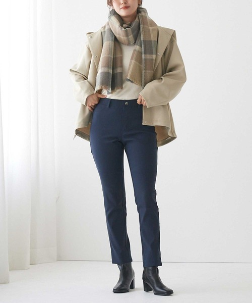 Tuche(トゥシェ)の「Tuche/トゥシェ ストレートパンツ レーヨン混裏起毛 ストレッチ(その他パンツ・レディース・ブラック/オフホワイト/チャコールグレー/ダークネイビー・MEDIUM/LARGE/X-LARGE)」の1枚目の写真
