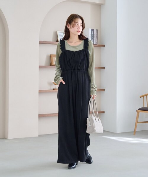 セール】【2サイズ展開/低身長サイズ/着丈調節可】フリルサロペット