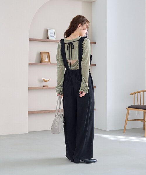 セール】【2サイズ展開/低身長サイズ/着丈調節可】フリルサロペット