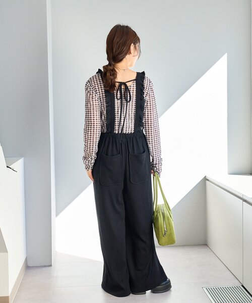 セール】【2サイズ展開/低身長サイズ/着丈調節可】フリルサロペット