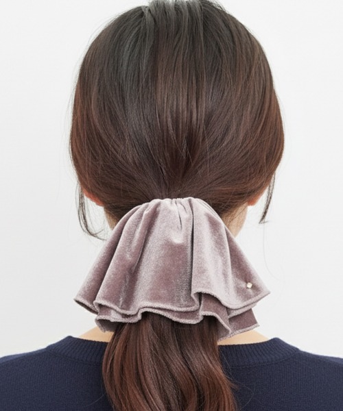 セール】ラインストーン付きベロアセパレートシュシュ（シュシュ