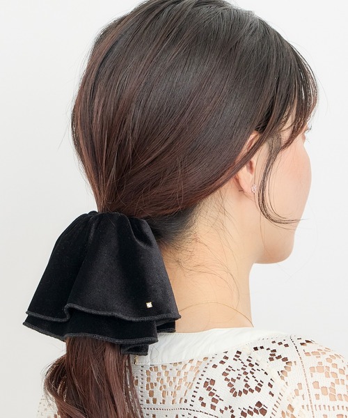 シュシュ6ロンセット ラインストーン付きベロアセパレートシュシュ（シュシュ