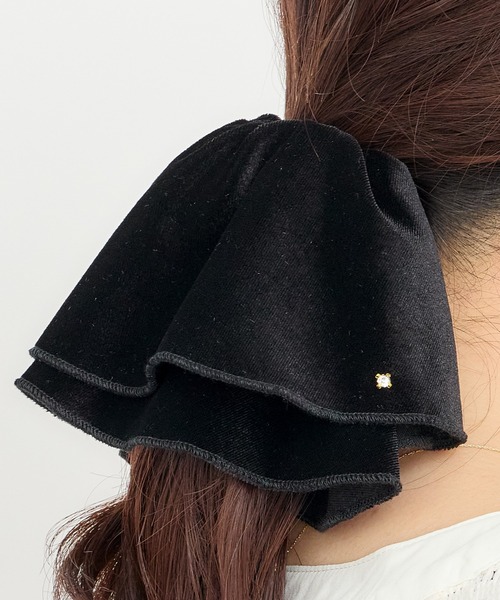 セール】ラインストーン付きベロアセパレートシュシュ（シュシュ