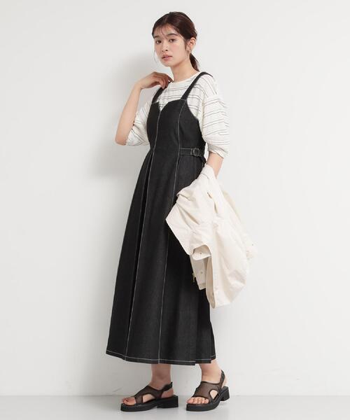 THE SHOP TK （ザ ショップ ティーケー ）の「シーズンレスで着られる デニムステッチジャンスカ（ワンピース・レディース・ブラック/ネイビー・11/13/12）」の4枚目の写真