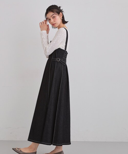THE SHOP TK （ザ ショップ ティーケー ）の「シーズンレスで着られる デニムステッチジャンスカ（ワンピース・レディース・ブラック/ネイビー・11/13/12）」の5枚目の写真