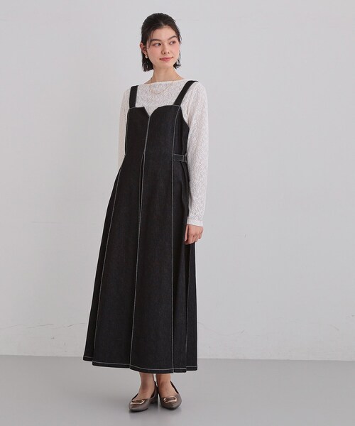 THE SHOP TK （ザ ショップ ティーケー ）の「シーズンレスで着られる デニムステッチジャンスカ（ワンピース・レディース・ブラック/ネイビー・11/13/12）」の6枚目の写真