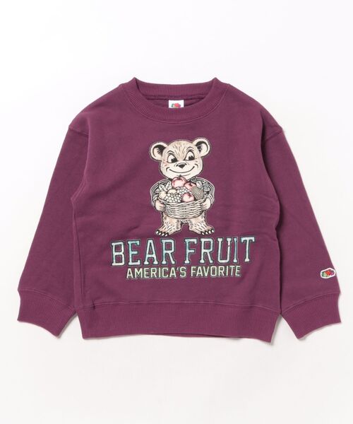 FRUIT OF THE LOOM(フルーツオブザルーム)の「【FRUIT OF THE LOOM】プリントスウェット② / キッズ / ユニセックス / くまフルーツプリント(スウェット・キッズ・グリーン系その他/パープル/ブラック・110cm/130cm/150cm)」の3枚目の写真