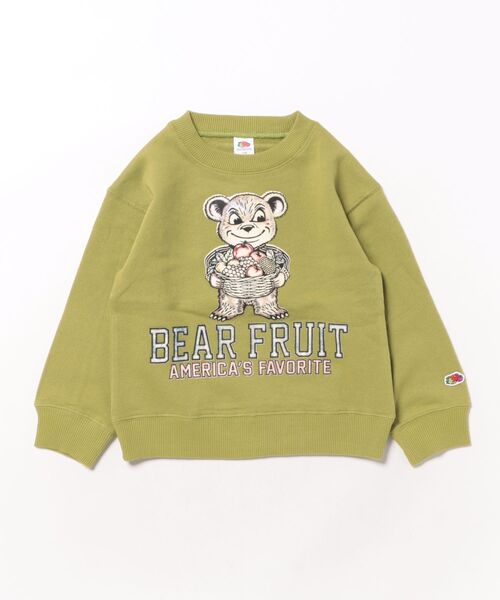 FRUIT OF THE LOOM(フルーツオブザルーム)の「【FRUIT OF THE LOOM】プリントスウェット② / キッズ / ユニセックス / くまフルーツプリント(スウェット・キッズ・グリーン系その他/パープル/ブラック・110cm/130cm/150cm)」の1枚目の写真