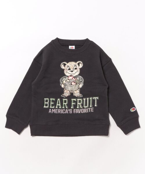 FRUIT OF THE LOOM(フルーツオブザルーム)の「【FRUIT OF THE LOOM】プリントスウェット② / キッズ / ユニセックス / くまフルーツプリント(スウェット・キッズ・グリーン系その他/パープル/ブラック・110cm/130cm/150cm)」の2枚目の写真