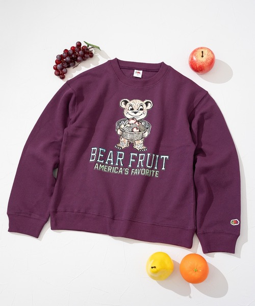 FRUIT OF THE LOOM(フルーツオブザルーム)の「【FRUIT OF THE LOOM】プリントスウェット② / キッズ / ユニセックス / くまフルーツプリント(スウェット・キッズ・グリーン系その他/パープル/ブラック・110cm/130cm/150cm)」の9枚目の写真