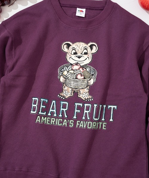 FRUIT OF THE LOOM(フルーツオブザルーム)の「【FRUIT OF THE LOOM】プリントスウェット② / キッズ / ユニセックス / くまフルーツプリント(スウェット・キッズ・グリーン系その他/パープル/ブラック・110cm/130cm/150cm)」の6枚目の写真