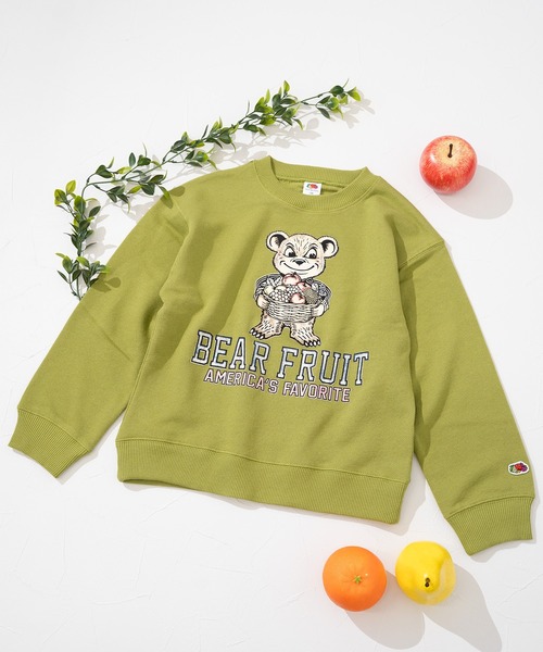FRUIT OF THE LOOM(フルーツオブザルーム)の「【FRUIT OF THE LOOM】プリントスウェット② / キッズ / ユニセックス / くまフルーツプリント(スウェット・キッズ・グリーン系その他/パープル/ブラック・110cm/130cm/150cm)」の11枚目の写真
