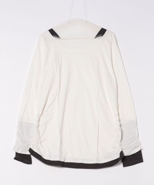 MARAI(マーライ)の「フェイクレイヤード長袖カットソー(Tシャツ/カットソー・レディース・モカ/ネイビー/ホワイト/ブルーグリーン/ワイン/カーキ/ブラック/チャコールグレー/ブルー/杢グレー・3L/L/LL/M/4L)」の16枚目の写真
