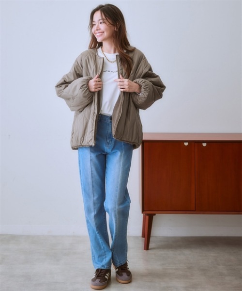 nissen(ニッセン)の「ボア&中綿リバーシブルコート(その他アウター・レディース・グレイッシュベージュ/ブラック・S/LL/L/M)」の3枚目の写真