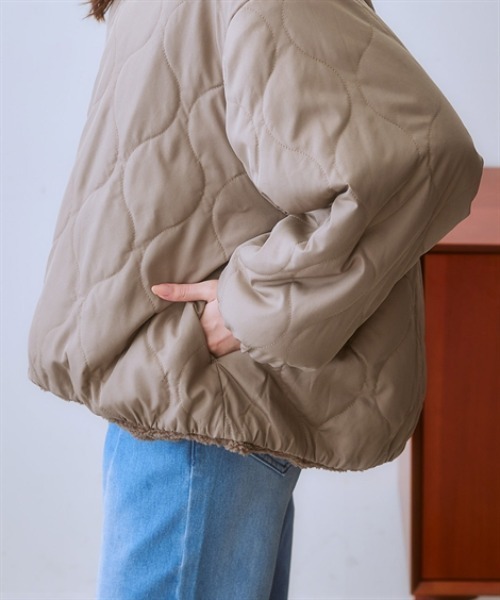 nissen(ニッセン)の「ボア&中綿リバーシブルコート(その他アウター・レディース・グレイッシュベージュ/ブラック・S/LL/L/M)」の12枚目の写真