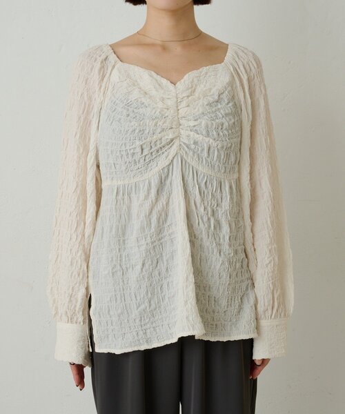 Omekashi（オメカシ）の「ハートネックブラウス（シャツ/ブラウス・レディース・ベージュ/ブラック/オフホワイト・FREE）」の11枚目の写真