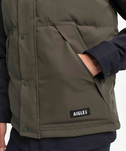 AIGLE(エーグル)の「撥水 スタンドカラージップ キルティングベスト(ダウンベスト・メンズ・モスグリーン・S/M/L/XL)」の7枚目の写真