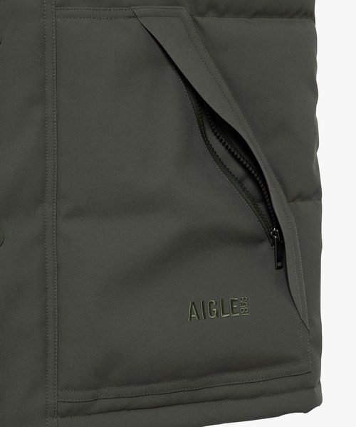 AIGLE(エーグル)の「撥水 スタンドカラージップ キルティングベスト(ダウンベスト・メンズ・モスグリーン・S/M/L/XL)」の14枚目の写真