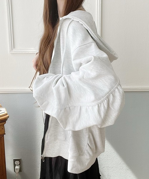 Nana(ナナ)（ナナ）の「ラウンドスリーブZIPパーカー（パーカー・レディース・アッシュグレー/ブラック・FREE）」の14枚目の写真