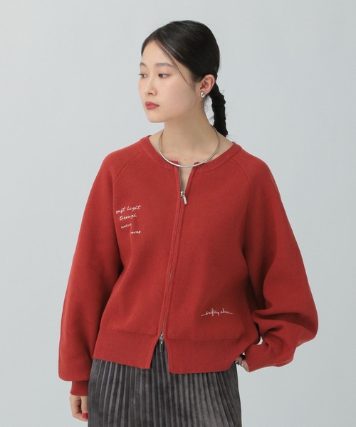 LEPSIM（レプシィム）の「12ゲージ刺繍WZIPカーディガン　589877（カーディガン/ボレロ・レディース・グレー/チャコールグレー/ブラウン/オフホワイト/レッド・FREE）」の14枚目の写真