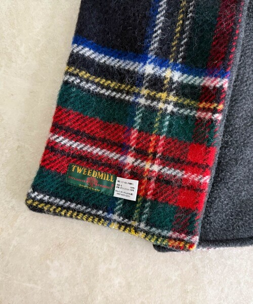 TWEED MILL ツイードミル　ウールチェックフリースリバーマフラー 別注》【TWEED MILL/ツイードミル】ウールチェック×フリースリバー