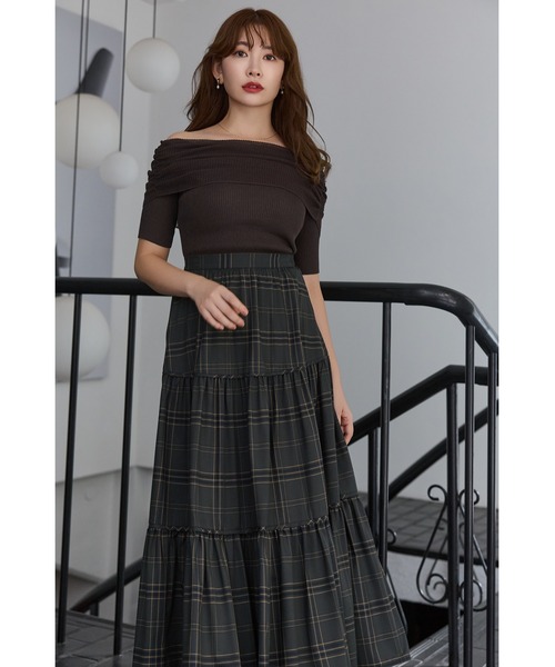 Her lip to(ハーリップトゥー)の「Gathered Rib Knit Top(ニット/セーター・レディース・ボルドー/ブラック/ブラウン系・FREE)」の4枚目の写真