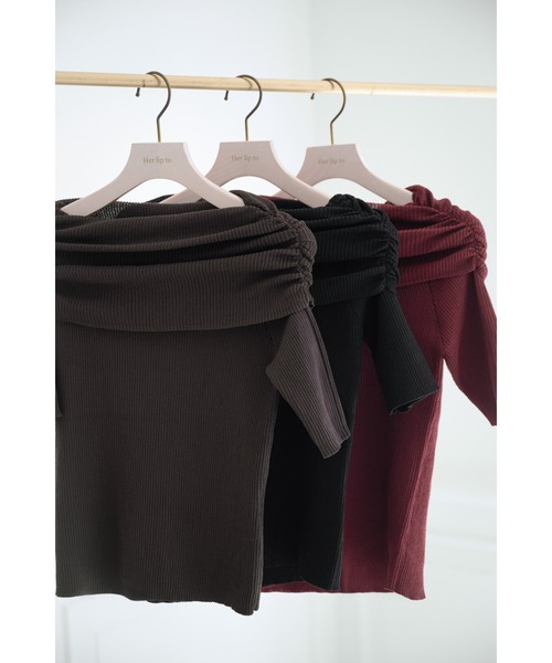 Her lip to(ハーリップトゥー)の「Gathered Rib Knit Top(ニット/セーター・レディース・ボルドー/ブラック/ブラウン系・FREE)」の7枚目の写真