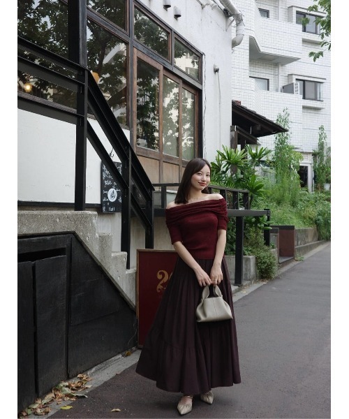 Her lip to(ハーリップトゥー)の「Gathered Rib Knit Top(ニット/セーター・レディース・ボルドー/ブラック/ブラウン系・FREE)」の11枚目の写真