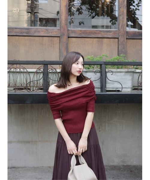 Her lip to(ハーリップトゥー)の「Gathered Rib Knit Top(ニット/セーター・レディース・ボルドー/ブラック/ブラウン系・FREE)」の12枚目の写真