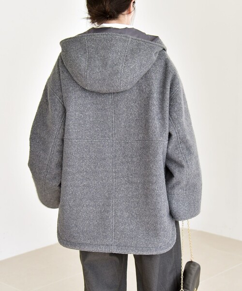 セール】quaranciel: スタンドカラー フーデット ミディ コート