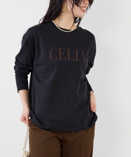 MICA&DEAL(マイカ&ディール)の「"CELIA"ロゴロングTシャツ(Tシャツ/カットソー・レディース・グレイッシュベージュ/グレー/ネイビー・FREE)」の3枚目の写真