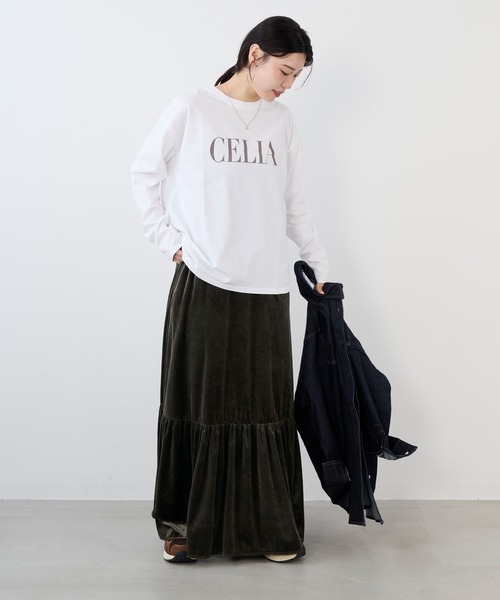 MICA&DEAL(マイカ&ディール)の「"CELIA"ロゴロングTシャツ(Tシャツ/カットソー・レディース・グレイッシュベージュ/グレー/ネイビー・FREE)」の14枚目の写真