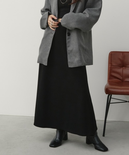 Aunt Marie's(アントマリーズ)の「ウールライク起毛ナロースカート(スカート・レディース・ブラック/チャコールグレー・LARGE/MEDIUM)」の1枚目の写真