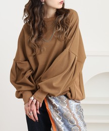 ニット×リブ切替タック袖Tシャツ