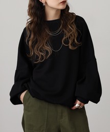 ニット×リブ切替タック袖Tシャツ