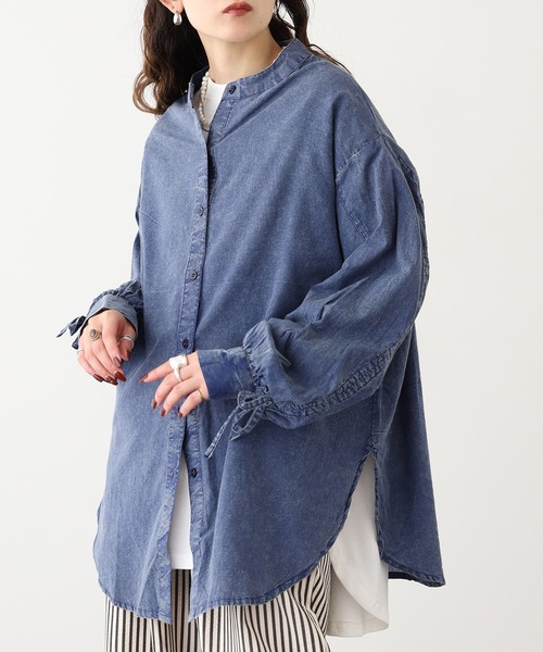mitis(ミティス)の「mitis 硫化染め 袖ドロストシャツ(シャツ/ブラウス・レディース・ネイビー/カーキ/ブラック・M)」の3枚目の写真