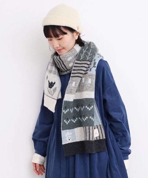 l'atelier du savon（アトリエドサボン）の「_カラフルジャガード　ふとマフラー（ストール/ショール・レディース・ブラウン/グレー・FREE）」の10枚目の写真