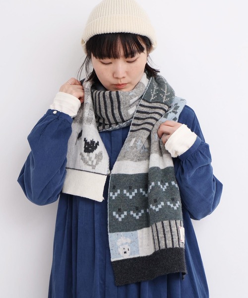 l'atelier du savon（アトリエドサボン）の「_カラフルジャガード　ふとマフラー（ストール/ショール・レディース・ブラウン/グレー・FREE）」の11枚目の写真
