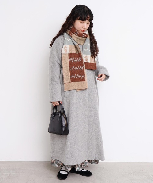 l'atelier du savon（アトリエドサボン）の「_カラフルジャガード　ふとマフラー（ストール/ショール・レディース・ブラウン/グレー・FREE）」の22枚目の写真